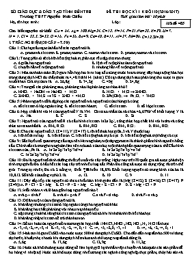 Đề thi học kì 1 khối 10 (năm 2016 - 2017) mã đề 485